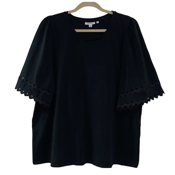 Chico's Lace Detail Flutter Sleeve Tee - Picture 1 of 8